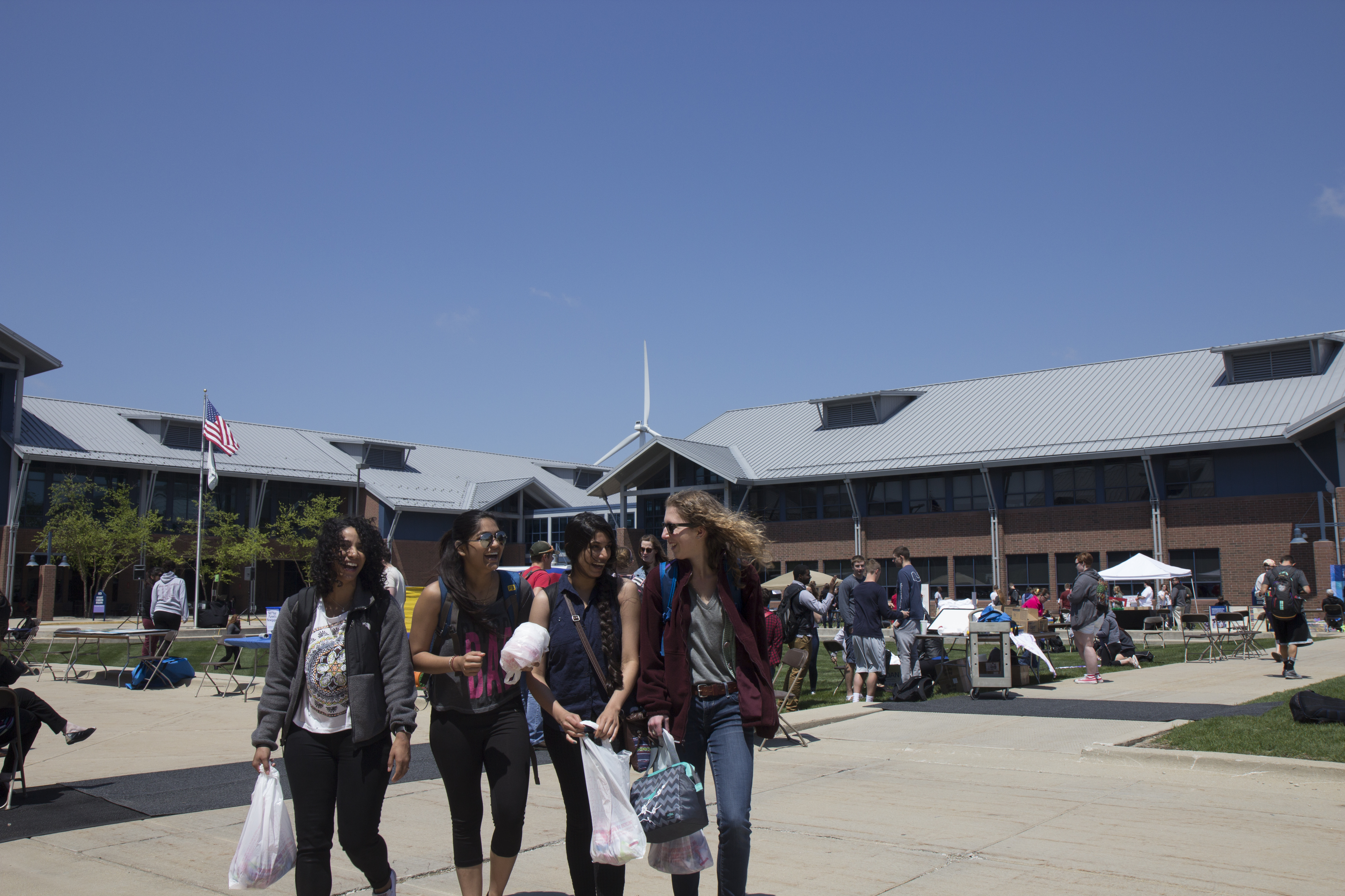 Students walking on quad