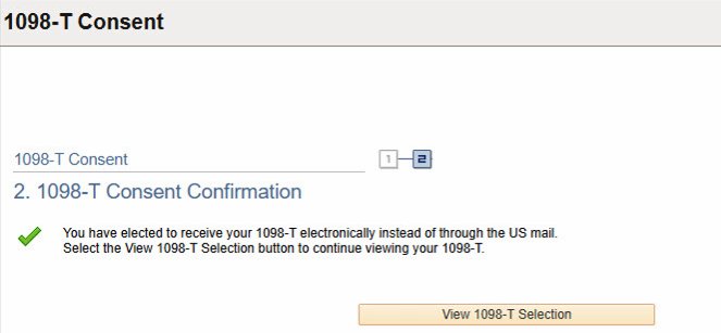 1098-T Consent Step 2 Confirmation Screen