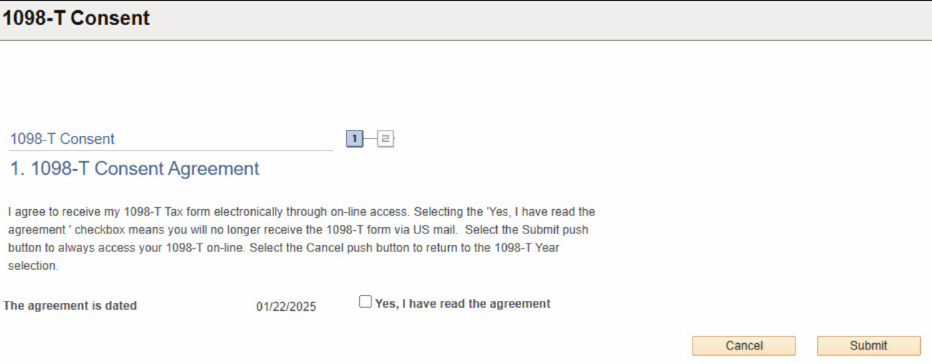 1098-T Consent Agreement with Step 1 with Checkbox Unchecked